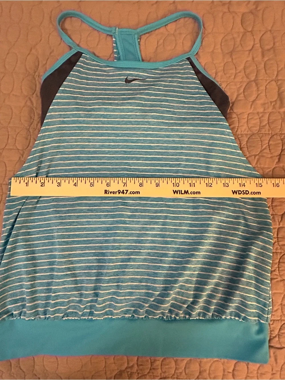Nike Dri-FIT Striped Racerback Athletic Tank Top Blue Gray Size Small